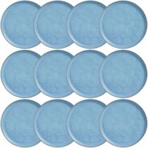 Kit 12 Pratos Cerâmica Azul Rasos 27cm Porto Brasil Linhas Breeze Mesa Posta Jantar Kit 12 Pratos Cerâmica Azul Rasos 27cm Porto Brasil Linhas Breeze Mesa Posta Jantar