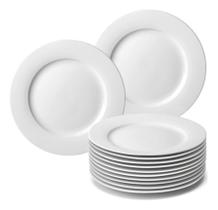 Kit 12 Pratos de Sobremesa Branco Doce Festa Melamina 20cm