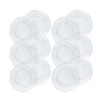 Kit 12 Pratos de Vidro Luxo Liso Mesa Posta Resistente