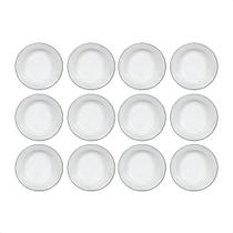 Kit 12 Pratos Esmaltados Branco 22cm Alumínio Roça Cozinha