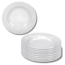 Kit 12 Pratos Fundo Redondo Branco Premium de Melamina 23cm Leve Resistente - Bestfer Kit 12 Pratos Fundo Redondo Branco Premium de Melamina 23cm Leve Resistente - Bestfer