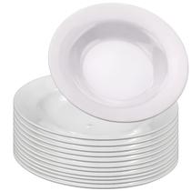 Kit 12 Pratos Fundos Redondos de Melamina Branca 25cm Leves Resistentes Uso Diário Cozinha - Bestfer Kit 12 Pratos Fundos Redondos de Melamina Branca 25cm Leves Resistentes Uso Diário Cozinha - Bestfer