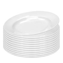 Kit 12 Pratos Fundos Redondos de Melamina Branca 25cm Leves Resistentes Uso Diário Cozinha - Bestfer Kit 12 Pratos Fundos Redondos de Melamina Branca 25cm Leves Resistentes Uso Diário Cozinha - Bestfer