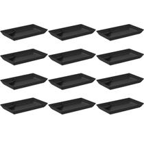 Kit 12 Pratos para Sushi Comida Japonesa com Porta Shoyu Comida Oriental Preto Uno Coza