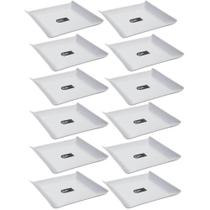 Kit 12 Pratos Quadrados 16cm Cosa Buffet Evento Plástico Casual Frios Petiscos Bar