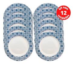 Kit 12 Pratos Raso Decorado 25cm Melamina Refeição Festa