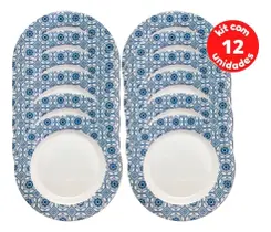 Kit 12 Pratos Raso Decorado 25cm Melamina Refeição Festa