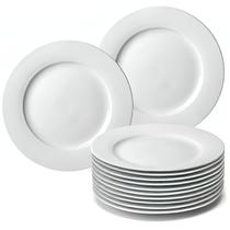 Kit 12 Pratos Raso Redondo Branco de Melamina 28cm Leve Resistente - Bestfer