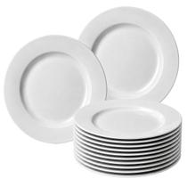 Kit 12 Pratos Raso Redondo Branco de Melamina Plástico Resistente 28cm Leve - Bestfer Kit 12 Pratos Raso Redondo Branco de Melamina Plástico Resistente 28cm Leve - Bestfer