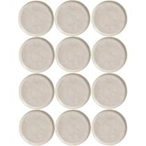 Kit 12 Pratos Rasos Bio Latte 27cm Cerâmica Stoneware Off White Mesa Posta
