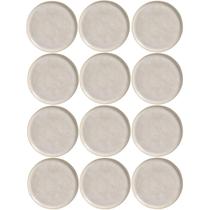 Kit 12 Pratos Rasos Bio Latte 27cm Cerâmica Stoneware Off White Mesa Posta