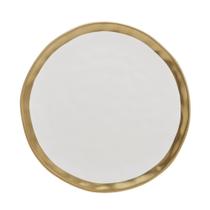 Kit 12 Pratos Rasos Porcelana Branco e Dourado Dubai - Wolff