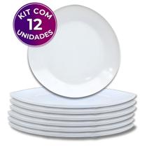 Kit 12 Pratos Rasos Triangular de Melamina Plástico Resistente Premium 19,1cm Leve - Bestfer