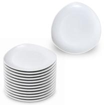 Kit 12 Pratos Rasos Triangular de Melamina Plástico Resistente Premium 21,6cm Leve - Bestfer Kit 12 Pratos Rasos Triangular de Melamina Plástico Resistente Premium 21,6cm Leve - Bestfer