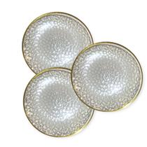 Kit 12 Pratos Redondo Acrílico Borda Dourado 17cm Natal