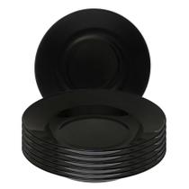 Kit 12 Pratos Redondo Fundo Opaline Cerâmica Preto Restaurante 20cm Kit 12 Pratos Redondo Fundo Opaline Cerâmica Preto Restaurante 20cm