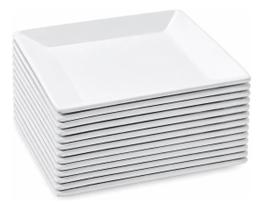 Kit 12 Pratos Refeição Melamine Quadrados Brancos 25cm Yazi Kit 12 Pratos Refeição Melamine Quadrados Brancos 25cm Yazi