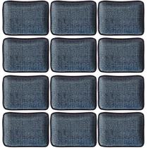 Kit 12 Pratos Retangulares Porto Brasil Juta Titanium 14x18cm Servir Entradas Sobremesas
