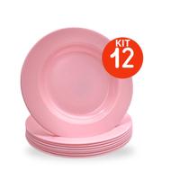 Kit 12 Pratos Rosa Fundo 25cm Em Melanina Festa Buffet Hotel Kit 12 Pratos Rosa Fundo 25cm Em Melanina Festa Buffet Hotel