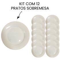 Kit 12 Pratos Sobremesa de Cerâmica 20cm Branco