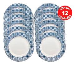 Kit 12 Pratos Sobremesa Decorado Doce Festa Melamina 20cm