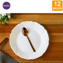 Kit 12 Pratos Sobremesa Vidro Duralex Opaline Pétala Kit 12 Pratos Sobremesa Vidro Duralex Opaline Pétala