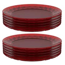 Kit 12 Pratos Vermelhos Grandes 26cm Crippa Servir Mesa Posta Eventos Porções Aperitivos