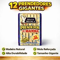 Kit 12 Prendedores de Madeira Gigante Águia Branca Alta Qualidade