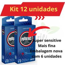 Kit 12 Preservativo Camisinha Super Sensitive Intense Prudence Lançamento + Fina + Lubrificado