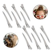 Kit 12 Presilha Prendedor Cabelo Bico de Pato Jacaré Metal Penteado Salão Presilhas Crocodilo Aço Inox