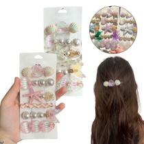 Kit 12 Presilhas Bico De Pato Luxo Modelo Conchas Mar Praia