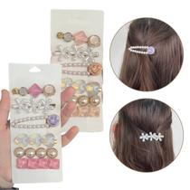 Kit 12 Presilhas Bico De Pato Luxo Modelo Pérolas Flor Carinha Kit 12 Presilhas Bico De Pato Luxo Modelo Pérolas Flor Carinha