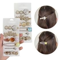 Kit 12 Presilhas Bico De Pato Modelo Pedras Strass Alto Luxo