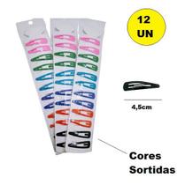 Kit 12 Presilhas Cabelo Tic Tac 4,5cm Colorido Sortido