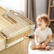 Kit 12 Protetores P/ Canto De Móveis Silicone Proteção Bebê Transparente