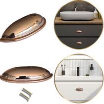Kit 12 Puxador concha Meia Lua Rose Gold para Móveis