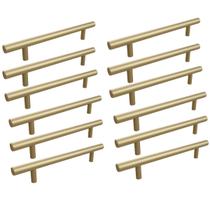 Kit 12 Puxador Haste Dourado Em Inox Redondo 128mm Kit 12 Puxador Haste Dourado Em Inox Redondo 128mm