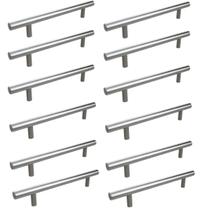 Kit 12 Puxador Haste Redondo Em Metal Inox 64mm Para Gaveta