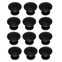 Kit 12 Puxador Ponto 24mm Preto Para Gaveta