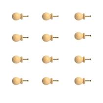 Kit 12 Puxadores de Madeira Redondos P/ Móveis Gavetas Armários Modelo Bola