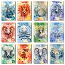 KIT 12 Quadros Astrologia Signos Cortado e impresso a Laser 14x20cm Decoração