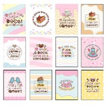 Kit 12 Quadros Confeitaria Bolo Padaria Doces Tortas 21x15cm