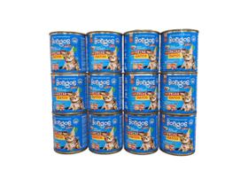 Kit 12 Racao Umida Lata Para Gatos Sabor Peixes 280g Bongos