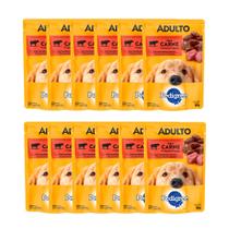 Kit 12 Ração Úmida para Cachorro Pedigree Adulto Sabor Carne ao Molho em Sachê 100g