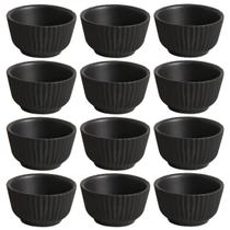 Kit 12 Ramequins 170ml Cerâmica Preto Matte Artesanal Porto Brasil Molheira Restaurante Bar