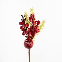 Kit 12 Ramo Frutas Vermelhas Artificial Decoração Natal 28cm Kit 12 Ramo Frutas Vermelhas Artificial Decoração Natal 28cm