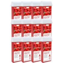 Kit 12 Refil Cera Depilatoria Corporal Profissional Depilação Roll On Depilflax Morango 100g