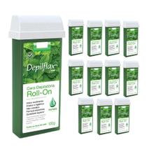 Kit 12 Refil Ceras Depilação Hortelã Refil Roll On Depilatória Depilflax 100g Kit 12 Refil Ceras Depilação Hortelã Refil Roll On Depilatória Depilflax 100g