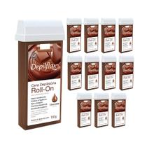 Kit 12 Refil Ceras Depiladora Refil Roll On Depilação Depilflax Chocolate 100g Kit 12 Refil Ceras Depiladora Refil Roll On Depilação Depilflax Chocolate 100g