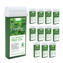 Kit 12 Refil Ceras para Depilação Roll On Quente Hortelã Menta Mel Depilatória 100g Depilflax Kit 12 Refil Ceras para Depilação Roll On Quente Hortelã Menta Mel Depilatória 100g Depilflax